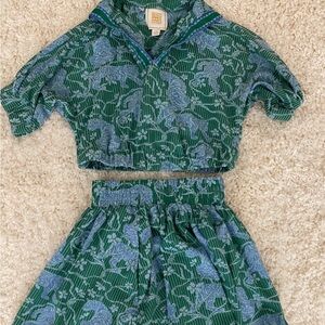 Emily McCarthy Green and Blue Tiger Two-Piece Outfit